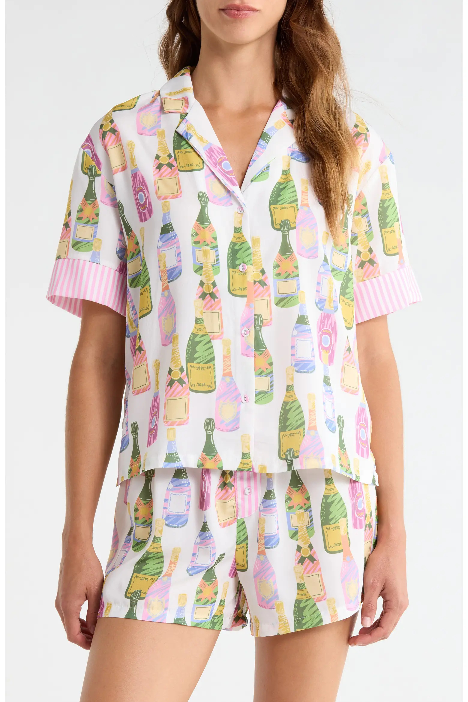 Notch Collar Top & Boxers Woven Short Pajamas (Women) | Nordstrom | Nordstrom
