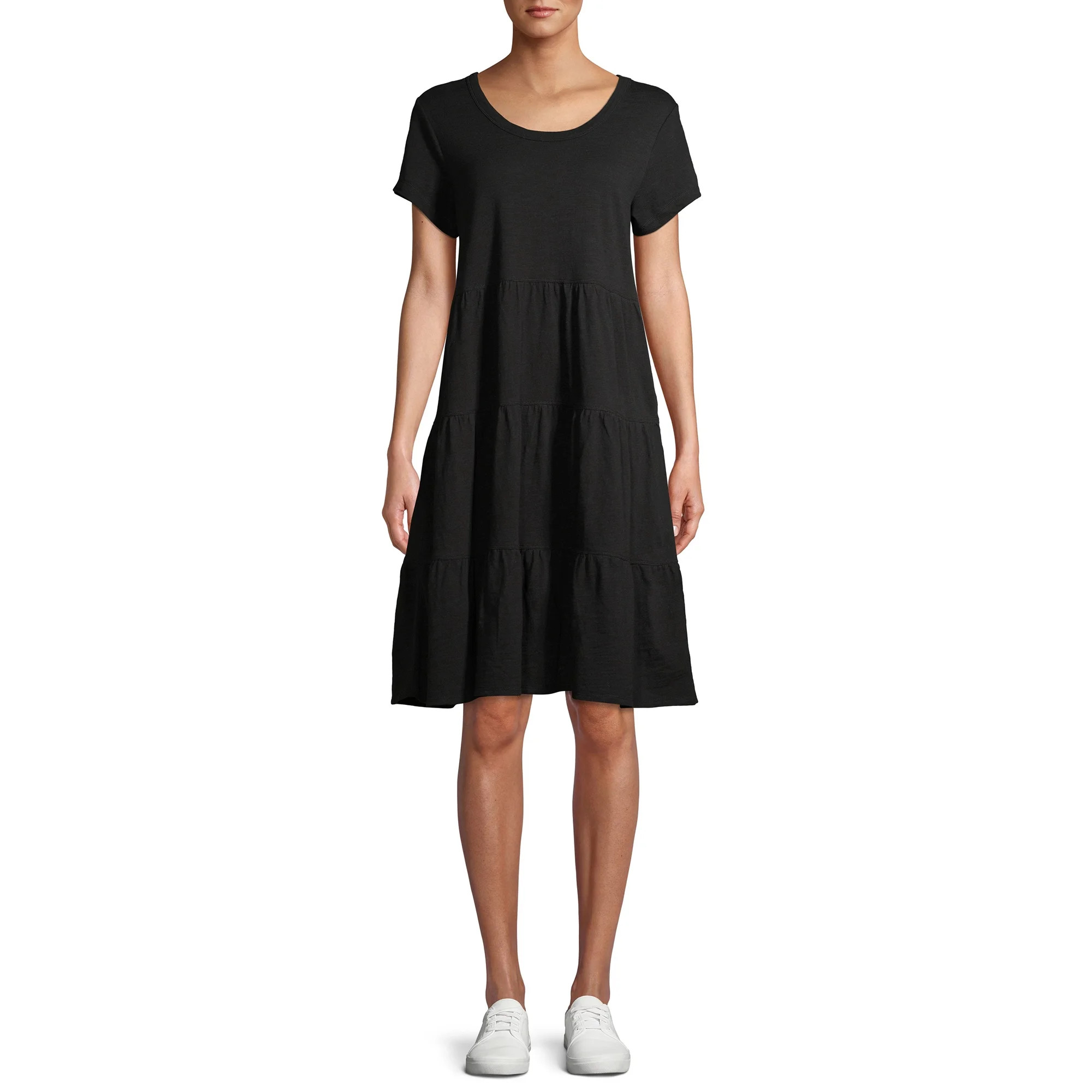 Time and Tru Women's Tiered Knit Dress | Walmart (US)