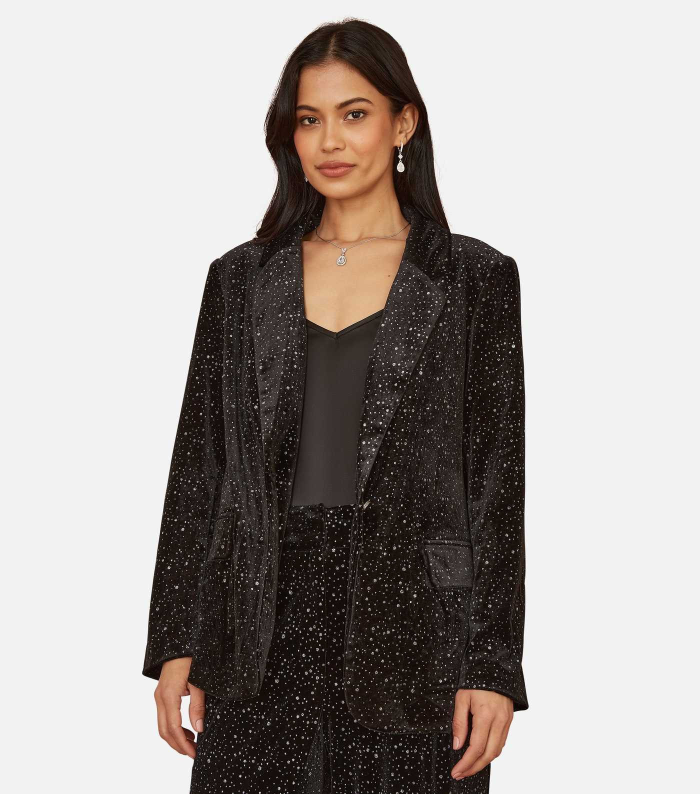 Yumi Black Velvet Sparkly Blazer | New Look | New Look (UK)