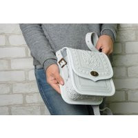 White Leather Purse, Hot Tooled Leather, Embossed Bag, Crossbody Shoulder White Messenger Gift For Her | Etsy (US)