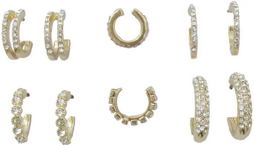 Time and Tru Women's 6on Crystal Hoop With Cuff Multi Earring Set | Walmart (US)