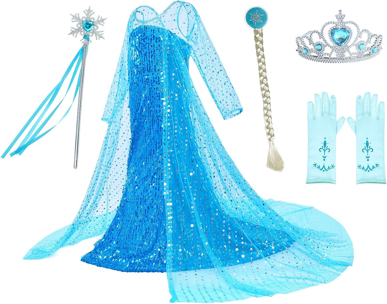 Luxury Princess Dress Costumes with Shining Long Cape Girls Birthday Party | Amazon (US)