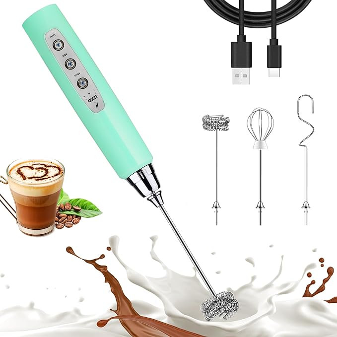 Nahida White Milk Frother Wand for Coffee, Frother Handheld with Stand Rechargeable Electric Whis... | Amazon (US)