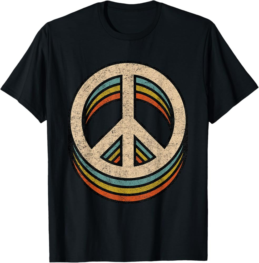 Peace Sign Cool Vintage 60s 70s 80s Women Men Casual Graphic T-Shirt | Amazon (US)
