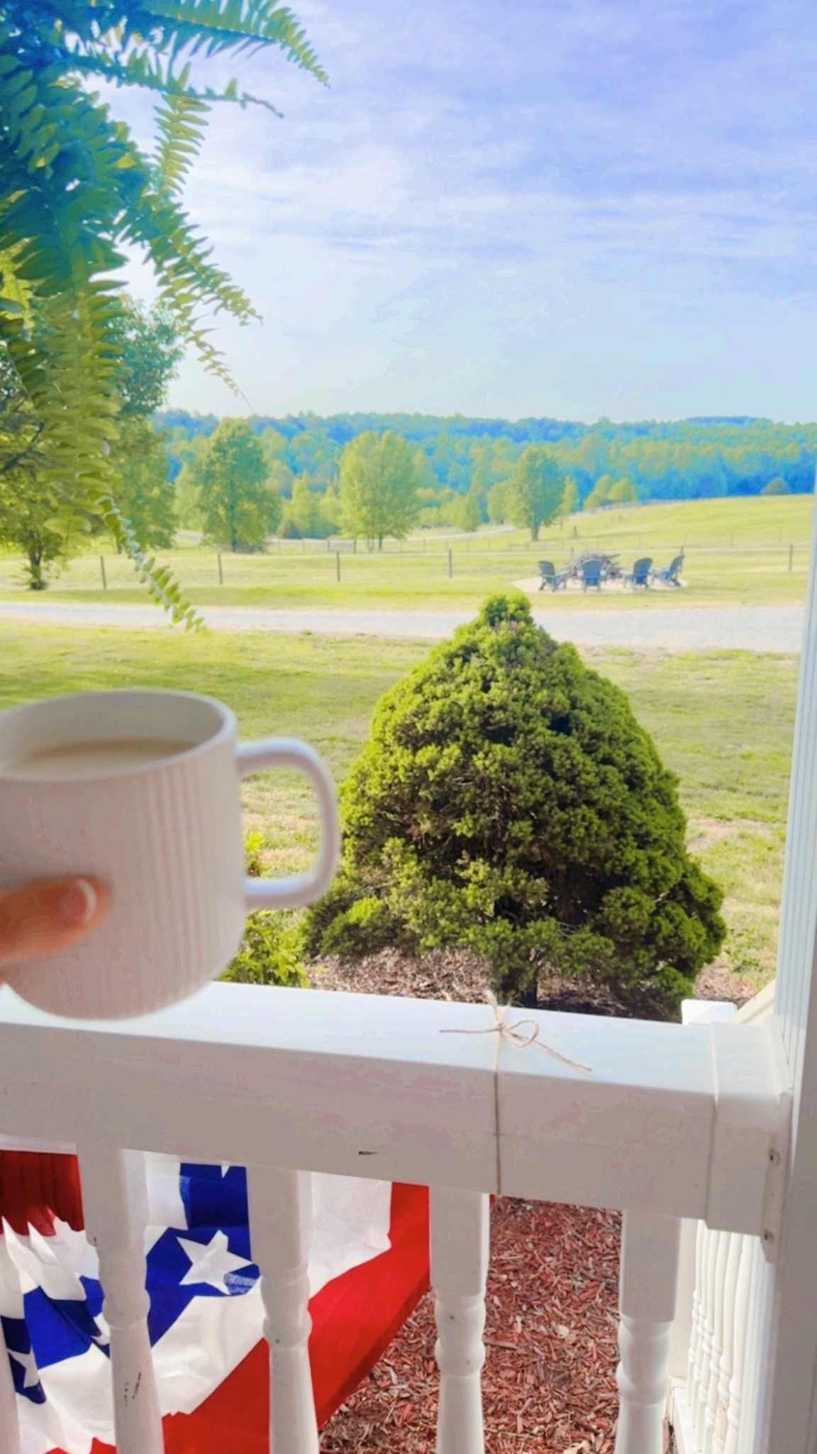The Saturday morning coffee ☕️ views of my dreams!!! 💭🇺🇸🐴🌼🌾🚜🪻🌼🏡