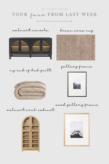 Last week’s favorites and best sellers! Including this Walmart cabinet, my gallery wall frames, brown rug, and my bed quilt. 

#LTKstyletip #LTKhome #LTKfindsunder100