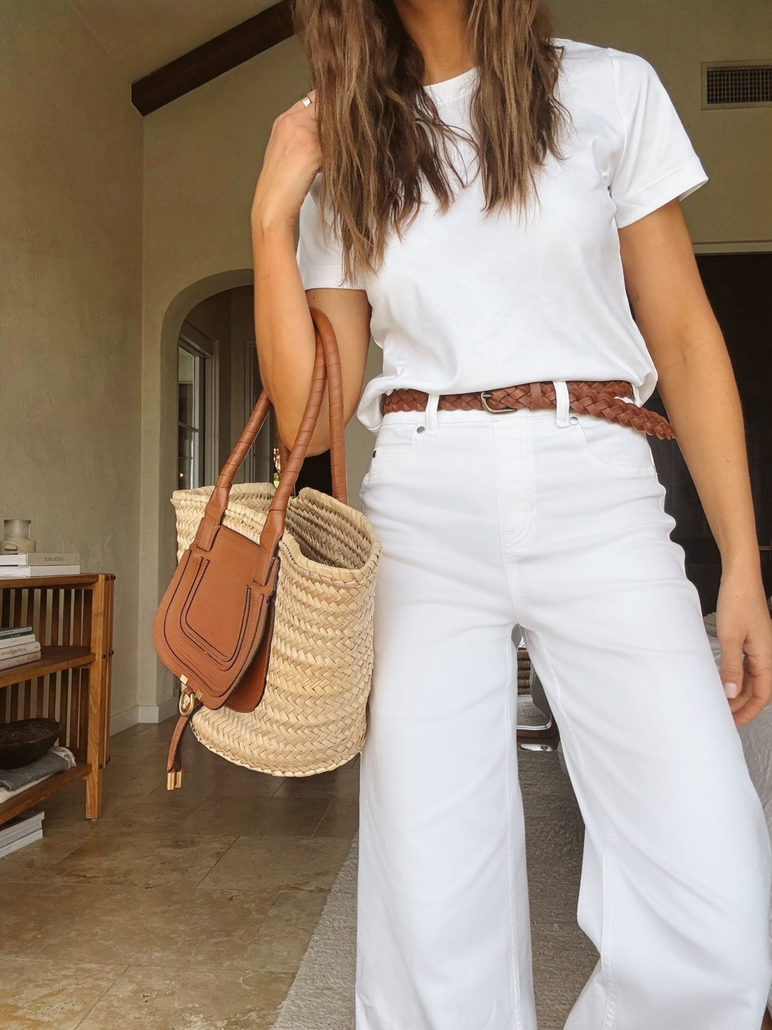 Love a monochromatic look. Paired a structured white tee with wide-leg jeans from Spanx and a woven tote for that effortless summer vibe. 🤍

#SpanxPartner


#LTKStyleTip #LTKWorkwear #LTKSeasonal