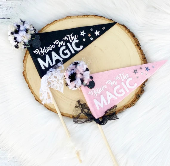 Disney Believe In The Magic Pennant Flag- Mickey - Minnie - Mickey and Minnie - Disney Trip Gift | Etsy (US)