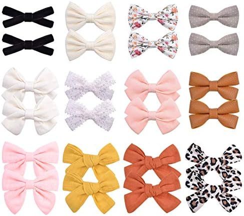 24PCS Baby Girl Hair Bows Clips Barrettes Fully Lined Alligator Clip Hair Accessories for Little Gir | Amazon (US)