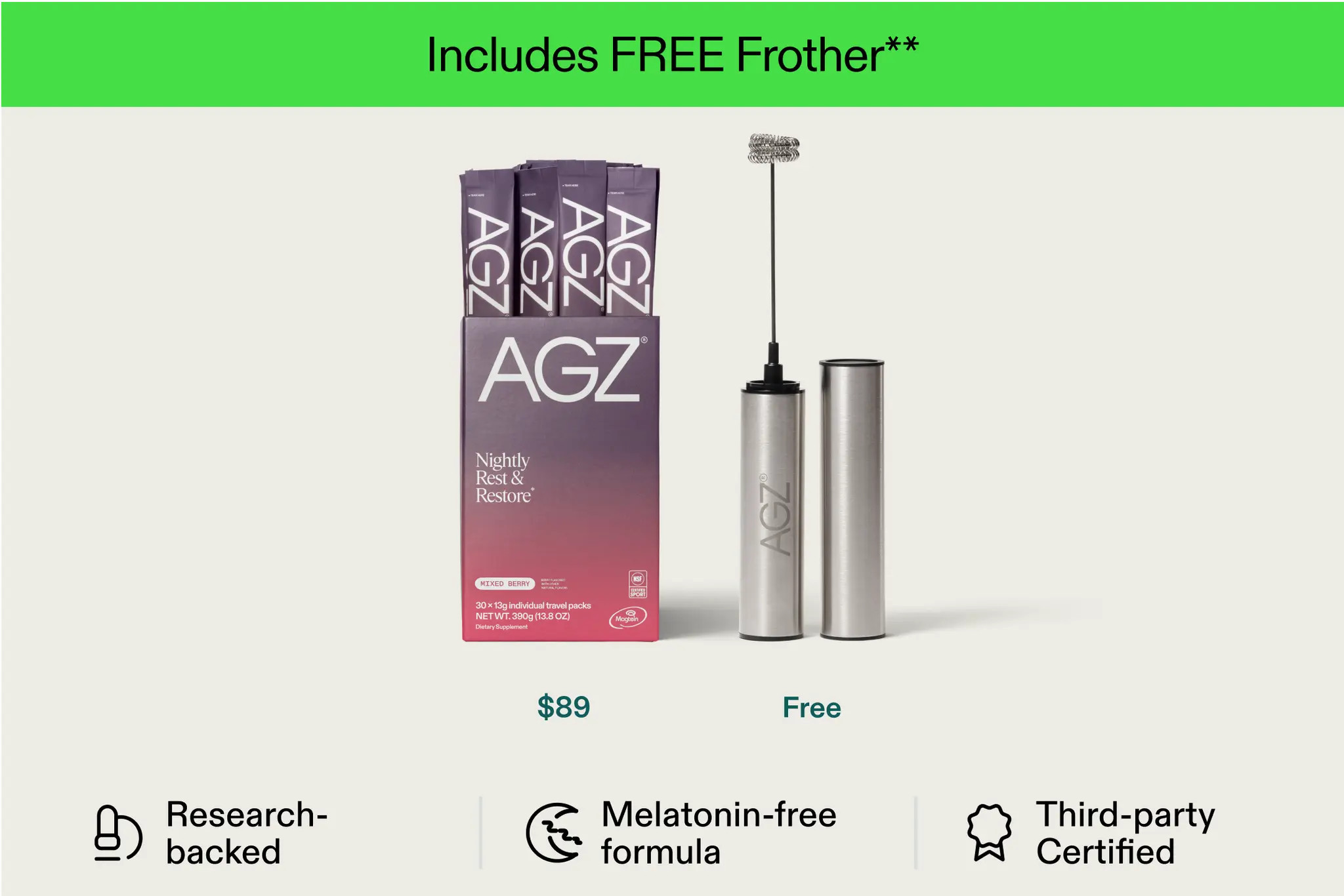 Sleep Support Supplement - Sleep Aid For Adults | AGZ | AG1