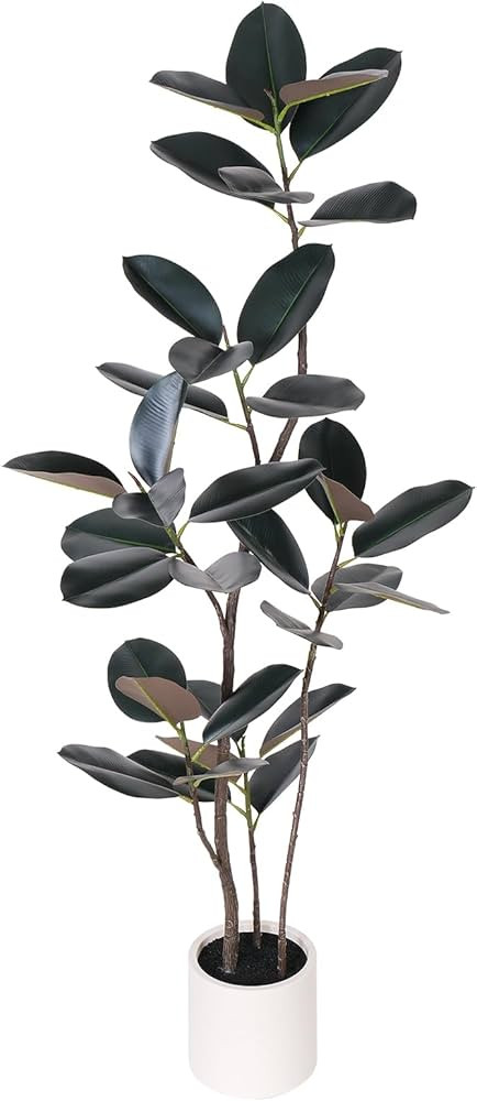 Artificial Rubber Tree - 6 FT Tall Fake Tree with Pot - Large Artificial Plants Indoor, Lifelike ... | Amazon (US)