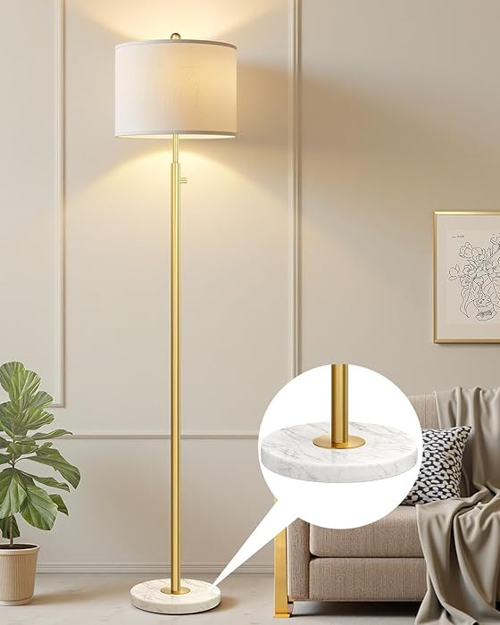 【Upgraded】Dimmable Gold Floor Lamps for Living Room, 11W LED Bulb Included, Modern Standing L... | Amazon (US)
