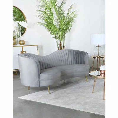 Reigha Grey and Gold Upholstered Sofa | Wayfair North America