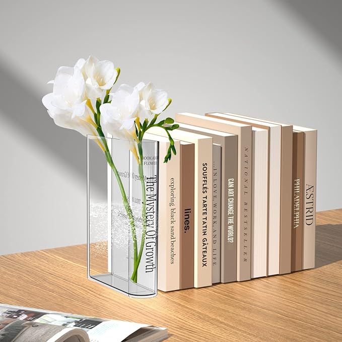 Book Vase for Flowers,Clear Book Vase,Acrylic Flower Vase for Home Decor,Unique Flower Vase Books... | Amazon (US)