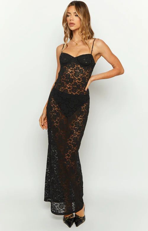 Kama Black Lace Maxi Dress | Beginning Boutique (AU)