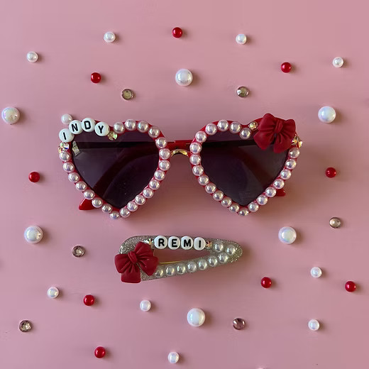 Personalized Red Bow Sunglasses + Clip | Strand.Up | Strand.Up