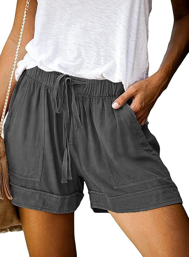 Wielsscca Womens Drawstring Shorts Summer Elastic Waist Casual Lightweight with Pockets | Amazon (US)