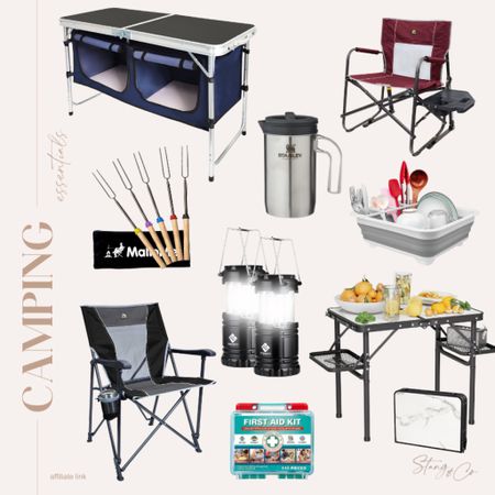Camping essentials from Amazon, including GCI camping chairs, portable serving tables, marshmallow holders, camping lights, a firsts aid kit, dish holder, and coffee maker.

Camping must haves, camping essentials, summer vacation, outdoor seating, portable chair

#LTKfindsunder50 #LTKfindsunder100 #LTKtravel