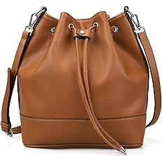 AFKOMST Leather Bucket Bags and Drawstring Crossbody Purse for Women Medium Tote and Hobo Handbag... | Amazon (US)