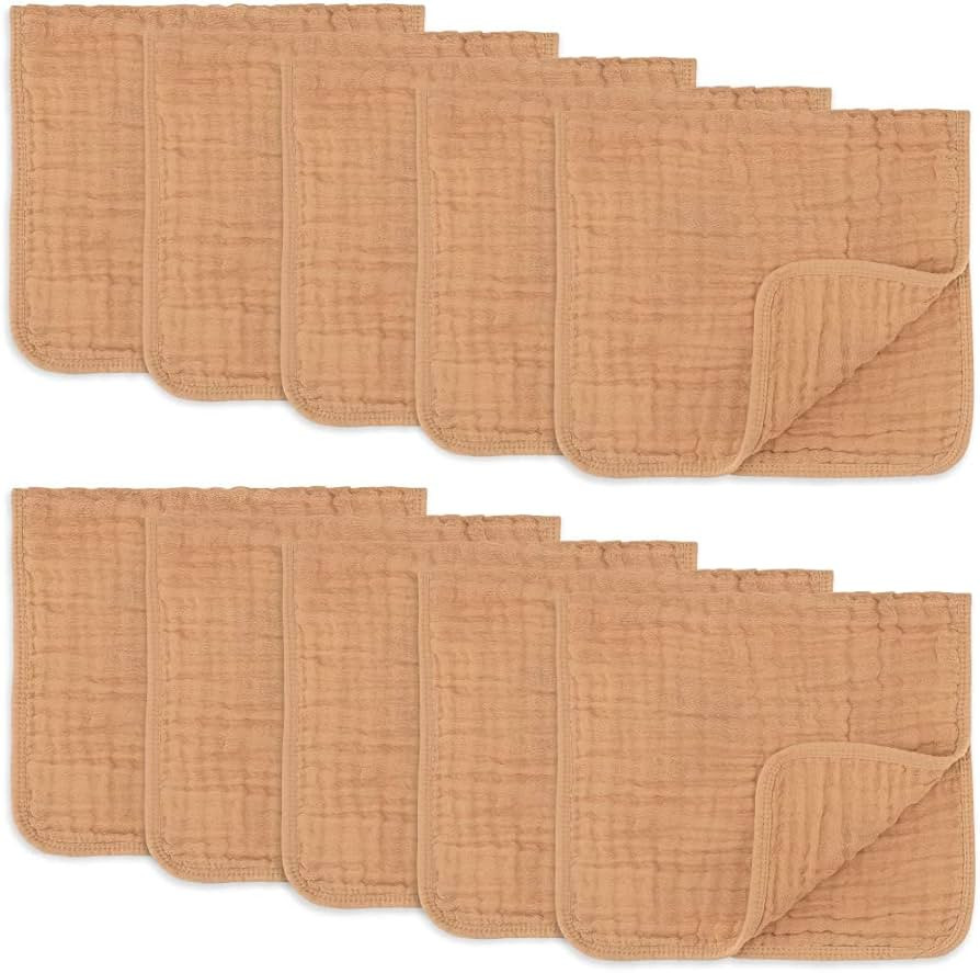 Comfy Cubs Muslin Burp Cloths Large 100% Cotton Hand Washcloths for Babies, Baby Essentials 6 Lay... | Amazon (US)