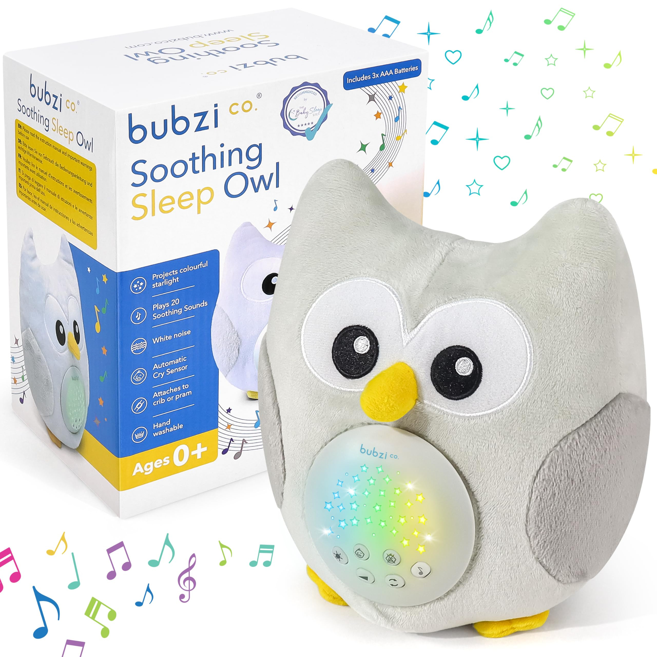 Bubzi Co Baby Sound Machine, Portable Owl Soother & Baby Night Light Projector, Comforting Electr... | Amazon (US)
