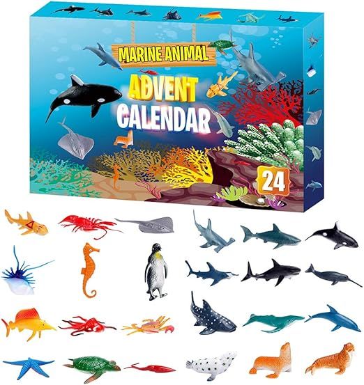 cxwind Advent Calendar Marine Animal Funny Toy Kit-24PCS Countdown to Xmas Surprise Discovery Toy... | Amazon (US)