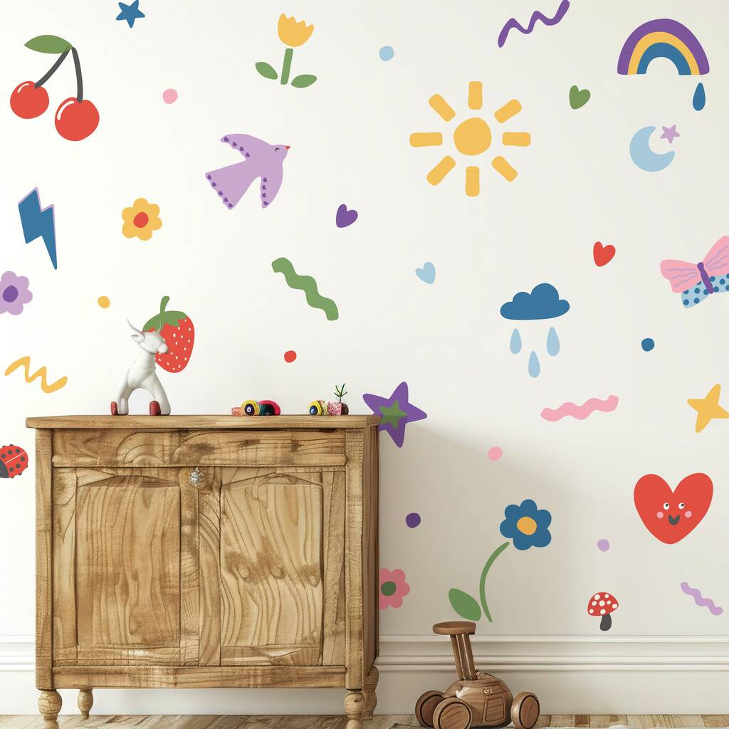 Kids Fun Doodle Fabric Wall Stickers | Not On The High Street