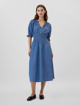 Denim Splitneck Midi Dress | Gap Factory