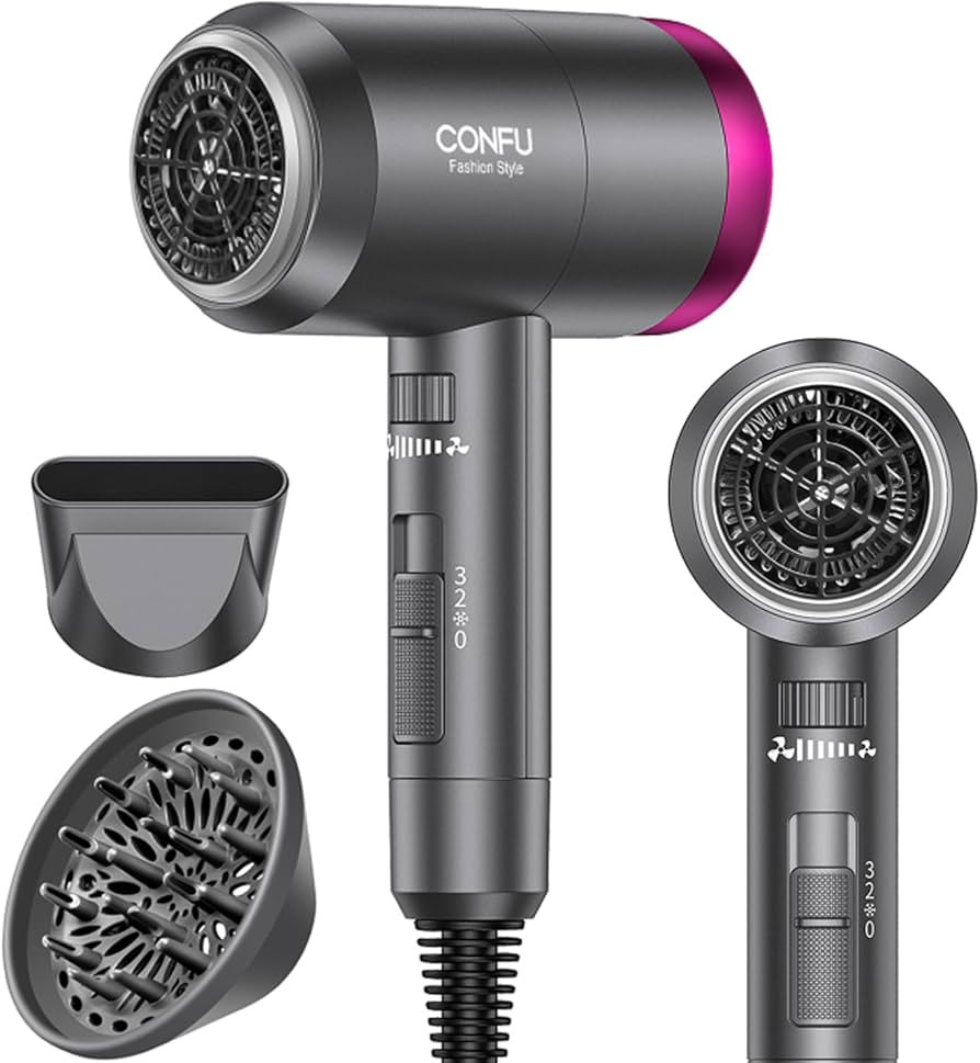 CONFU Ionic Blow Dryer 1600W, Portable Lightweight Fast Drying Negative Ion Hairdryer Blowdryer, ... | Amazon (US)
