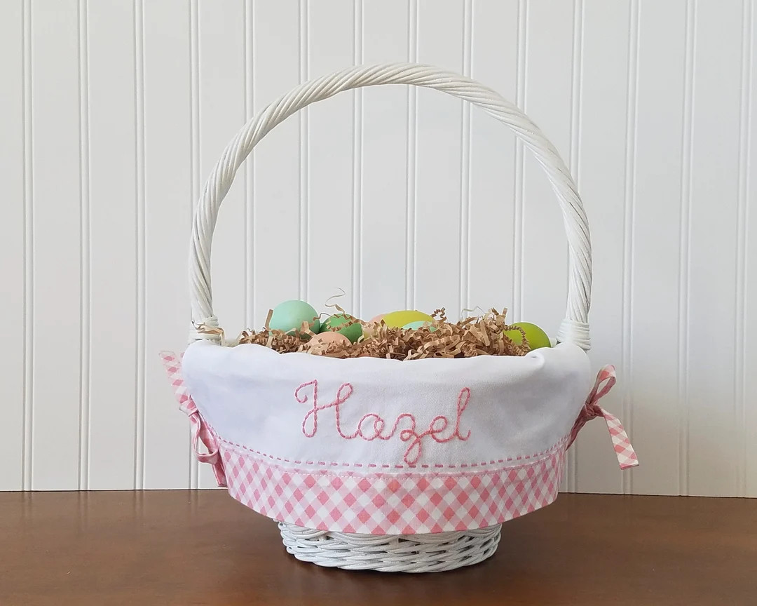 PREORDER EASTER 2027:  Personalized Gingham Easter Basket Liner, Girl Easter Basket, Custom Easte... | Etsy (US)