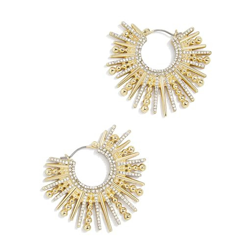 BaubleBar Jaskamal Gold Statement Earrings - Luxurious Sun Burst-Style, Hypoallergenic, 14k Gold-Plated Brass, Hoop Design with Glass Beads - Perfect Dressy Gold Earrings for Statement Jewelry Lovers | Amazon (US)