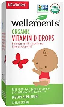 Wellements Organic Vitamin D Drops, 0.15 Fl Oz, Liquid Vitamin D3 Supplement for Infant, Baby & T... | Amazon (US)