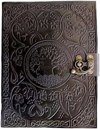 CARVEx Black Leather Journal Tree of Life Handmade Writing Notebook 10x7 Inches Unlined Paper, An... | Amazon (US)