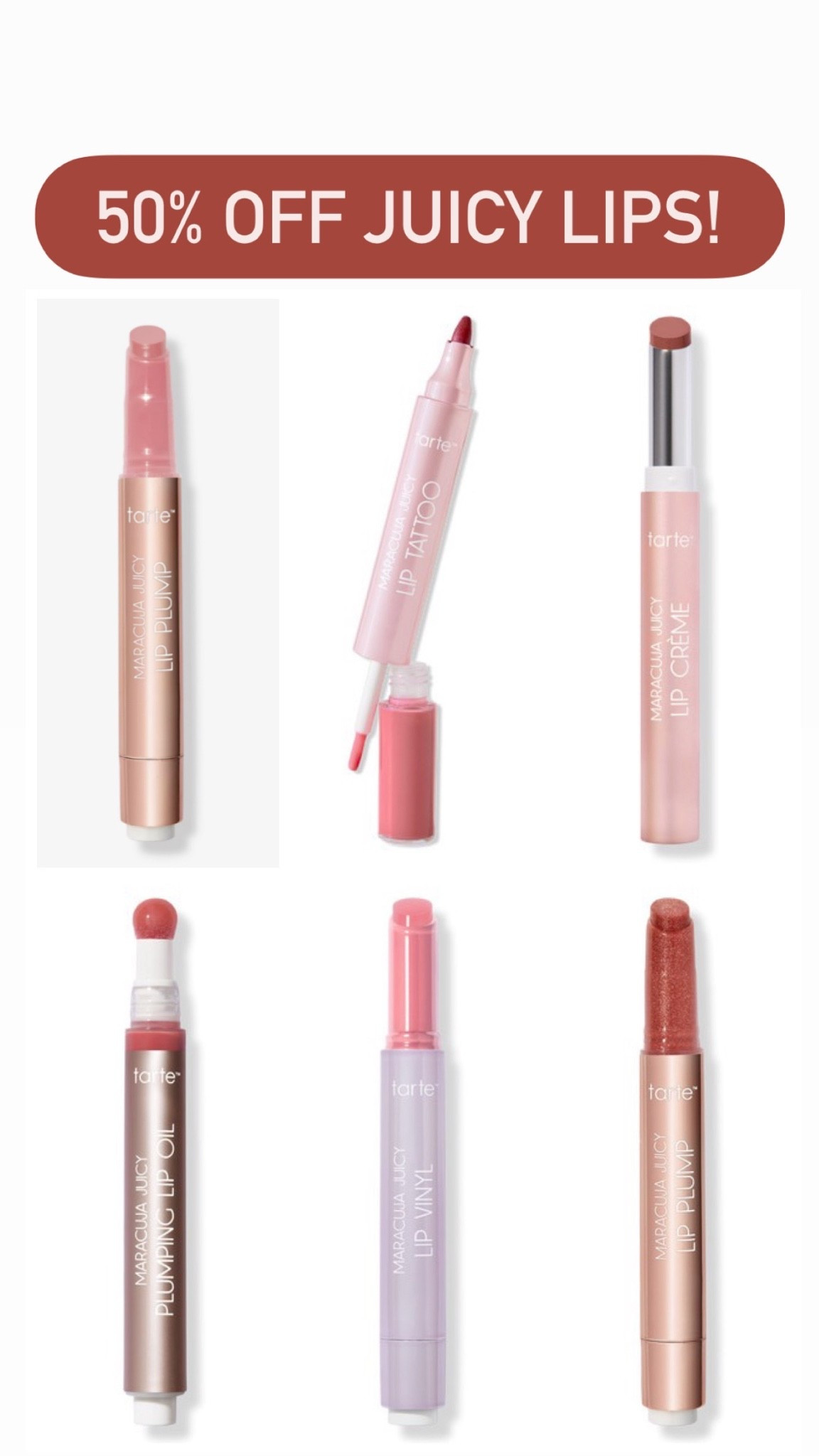 Tarte juicy lips 50% off today only!!

#LTKBeauty #LTKSaleAlert