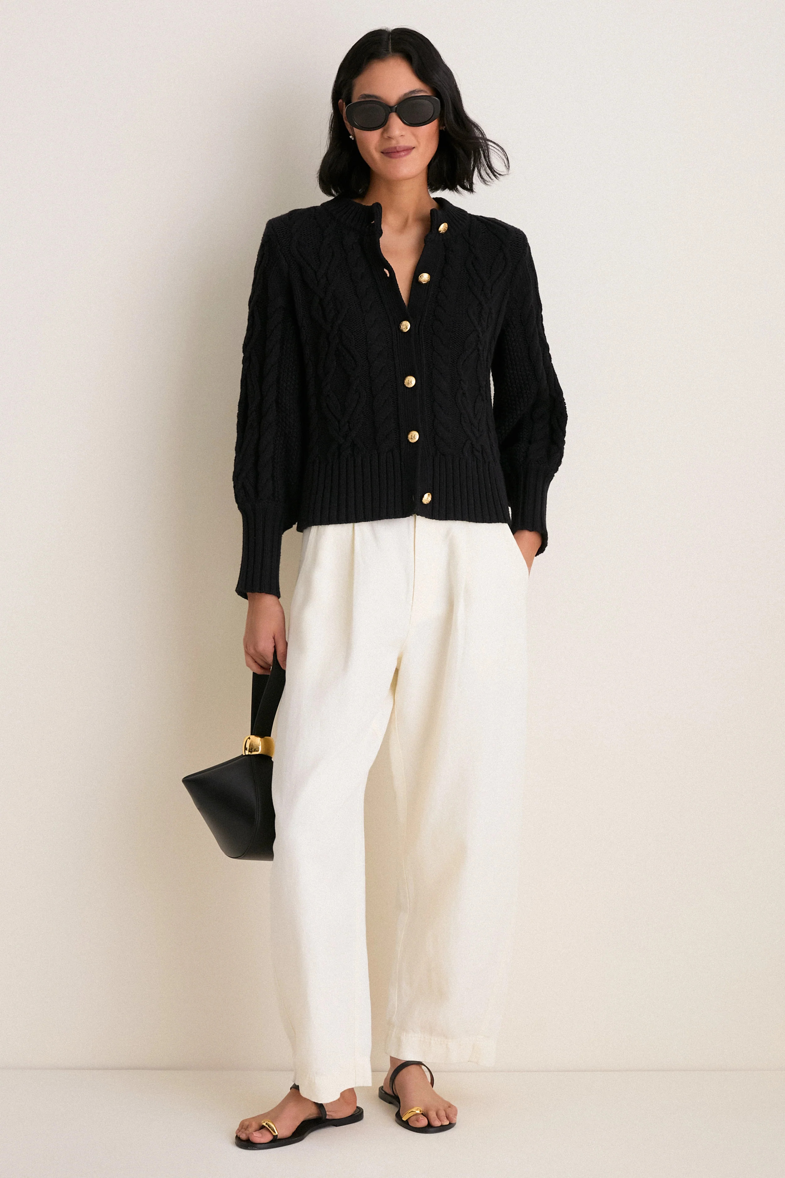 Black Cotton Colette Cardigan | Tuckernuck (US)