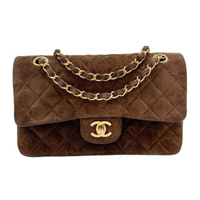 CHANEL Classic Double Flap Metalasse Brown Suede Shoulder Bag | eBay UK