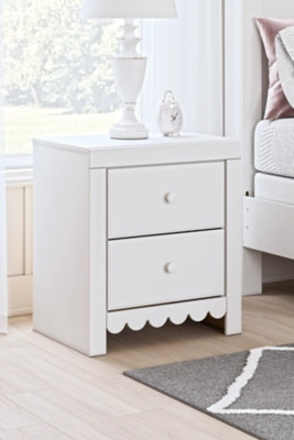 Mollviney 21" 2 Drawer Charging Nightstand", White | Ashley Homestore