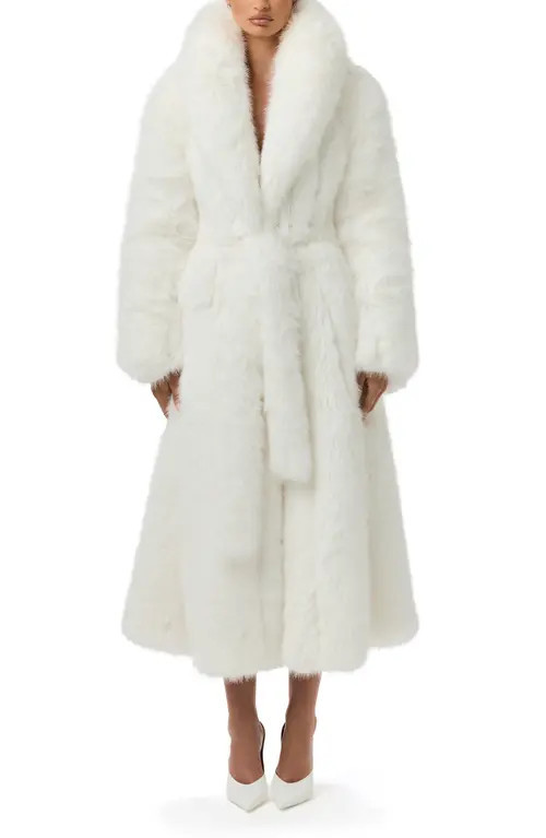 Naked Wardrobe Pelted Faux Fur Coat in White at Nordstrom, Size Small | Nordstrom