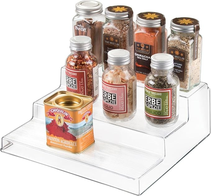 iDesign Recycled Plastic 3-Tier Spice Rack, The Linus Collection – 8.8" x 10.1" x 3.5”, Clear | Amazon (US)