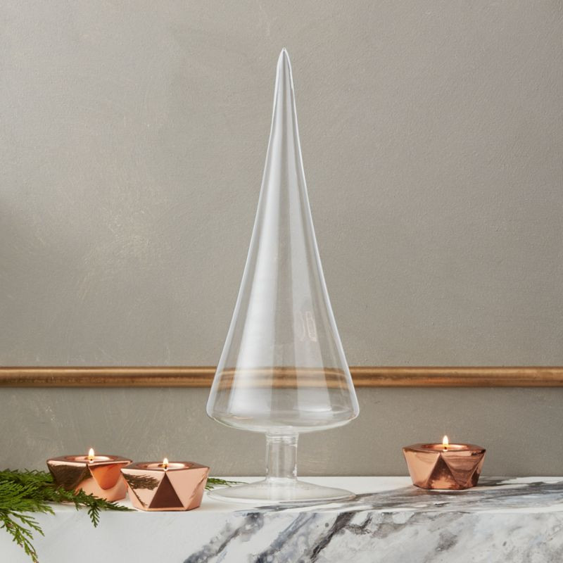 Paz Medium Clear Glass Tabletop Christmas Tree + Reviews | CB2 | CB2