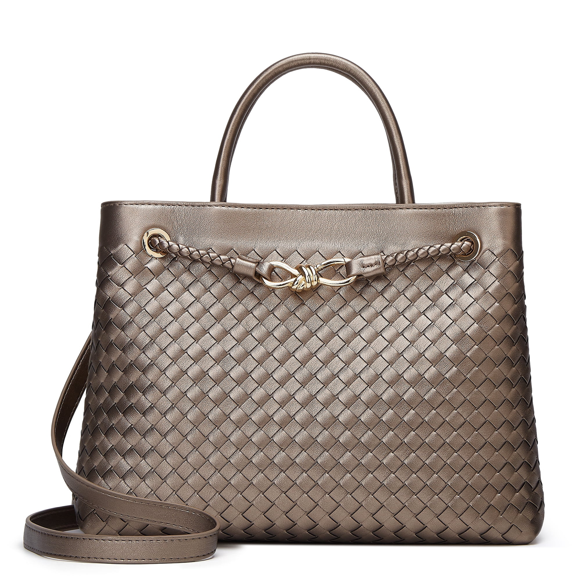 Woven Bag for Women Shoulder Purse: Vegan Leather Handbag - Handmade Tote Bag - Elegant Satchel B... | Walmart (US)