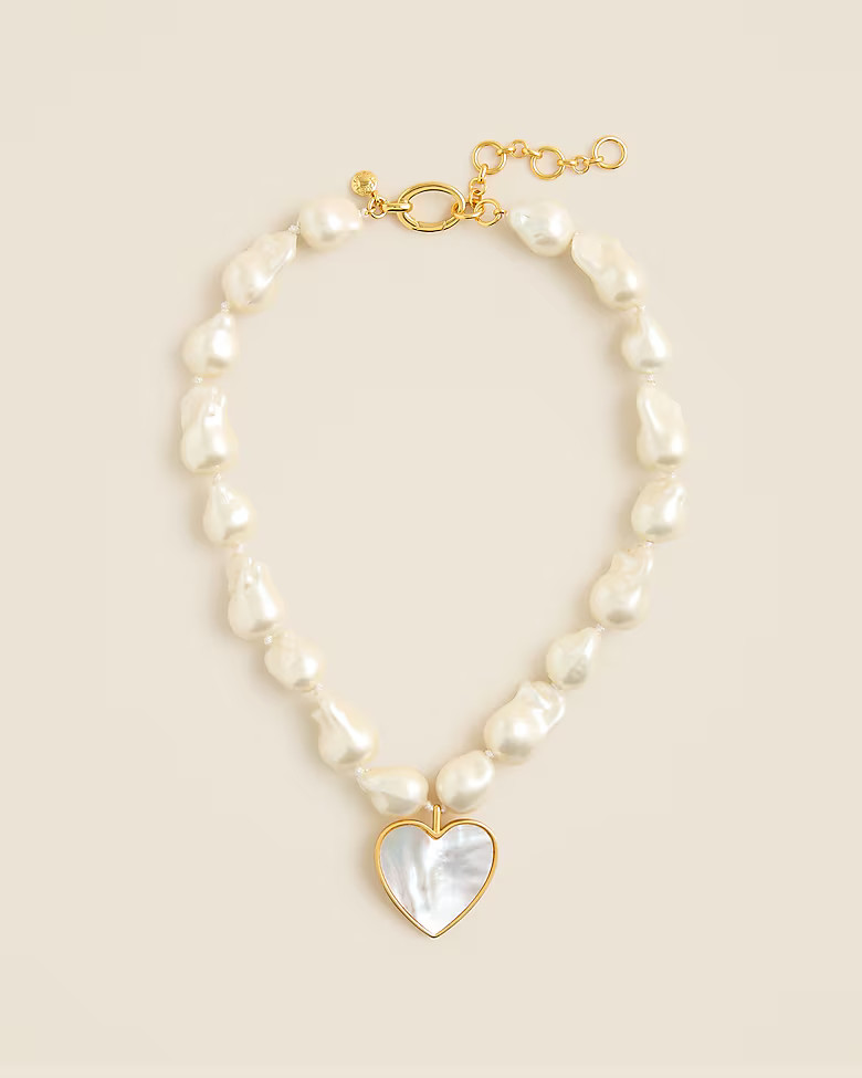 Heart and pearl pendant necklace | J. Crew US