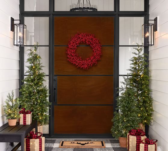 Pre-Lit Potted Faux Juniper Trees | Pottery Barn (US)