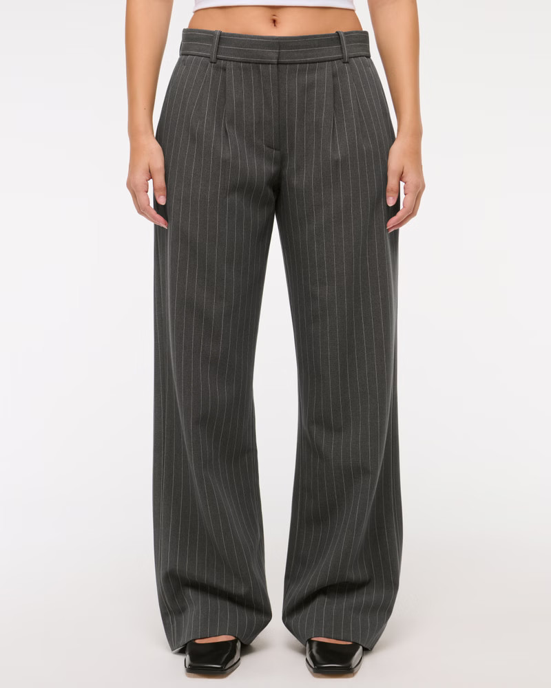 Curve Love A&F Sloane Low Rise Tailored Wide Leg Pant | Abercrombie & Fitch (UK)