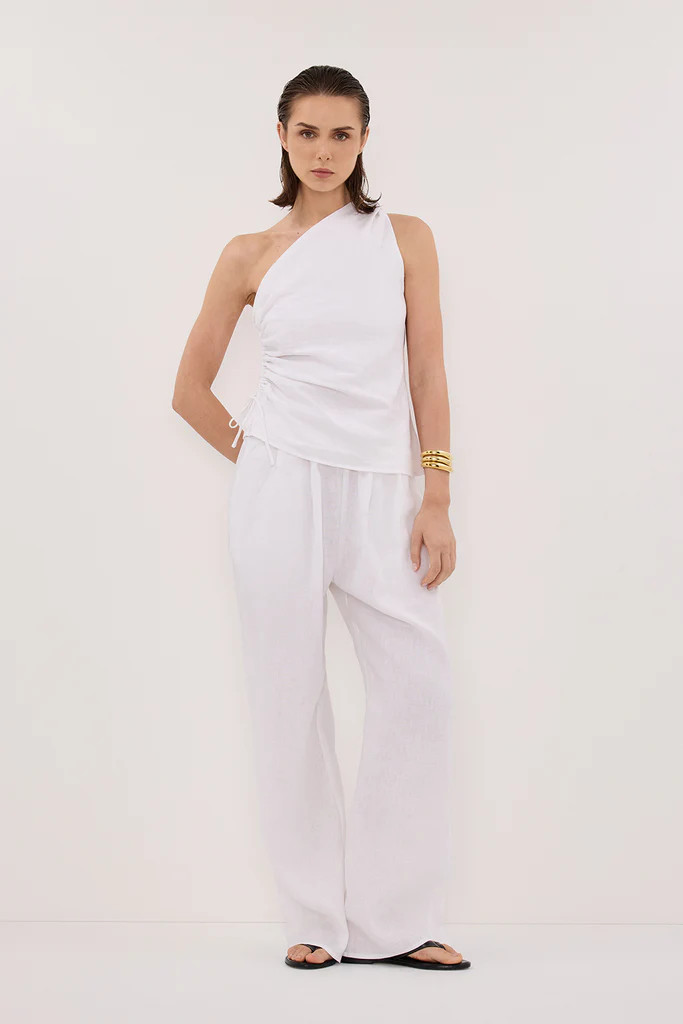 FINNY WHITE SLEEVELESS LINEN TOP | DISSH