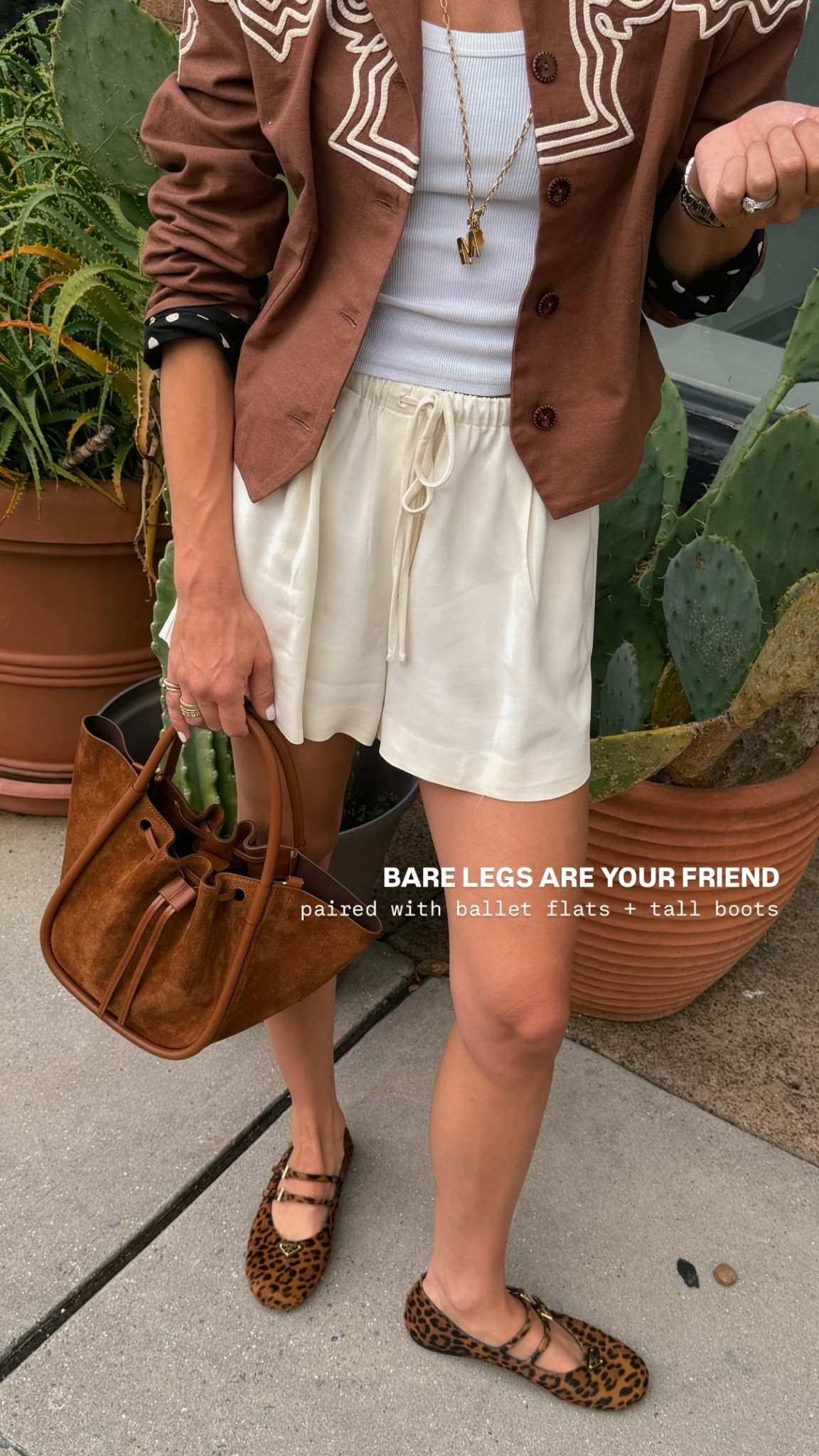 BARE LEGS ARE YOUR FRIEND paired with ballet flats + tall boots