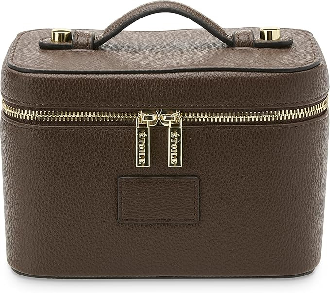 ETOILE - Mini Vanity Case Espresso - Stylish Travel Makeup Bag Organizer With Removable Dividers | Amazon (US)