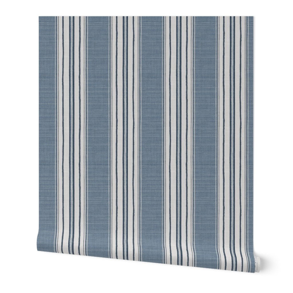 Harold Stripe Indigo Blues Copy Wallpaper | Spoonflower | Spoonflower