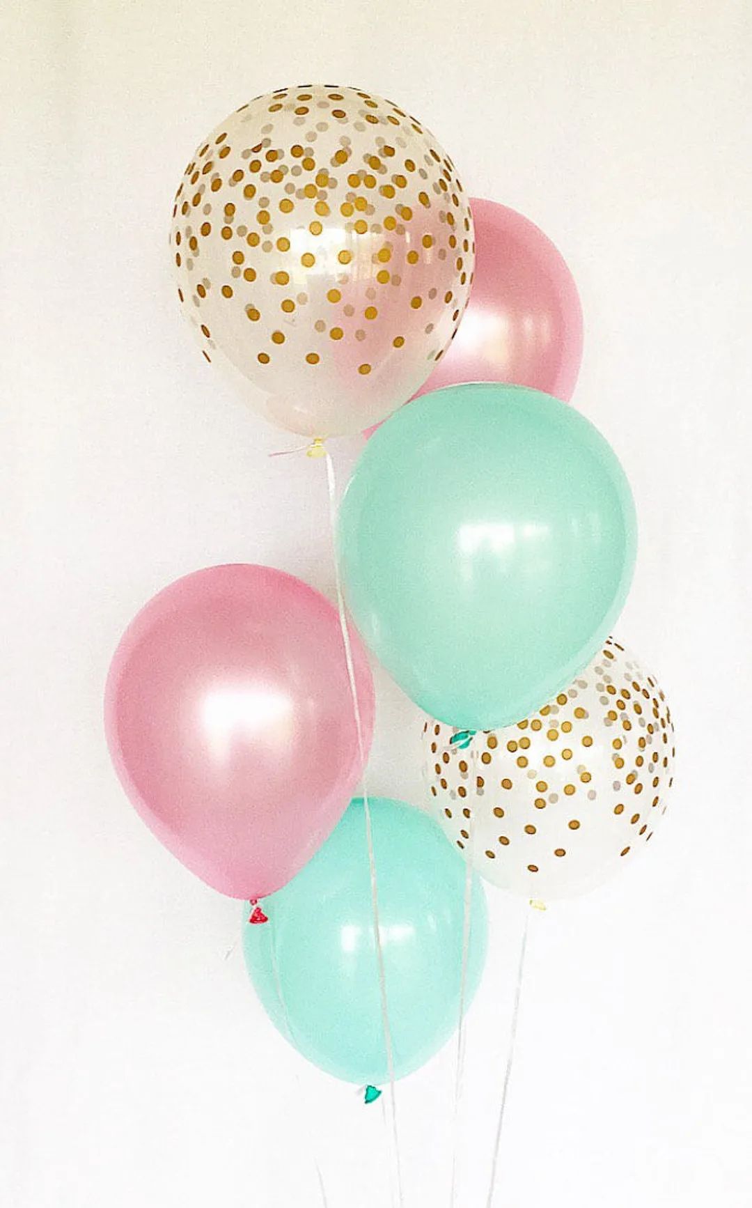 Pink Mint Gold Confetti Latex Balloons~Pink & Mint First Birthday~Baby Shower~Bridal Shower~Weddi... | Etsy (US)
