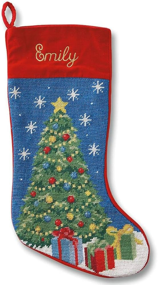 Lillian Vernon Personalized Heirloom Christmas Stocking Needlepoint Christmas Tree, 100% Wool, 9.... | Amazon (US)
